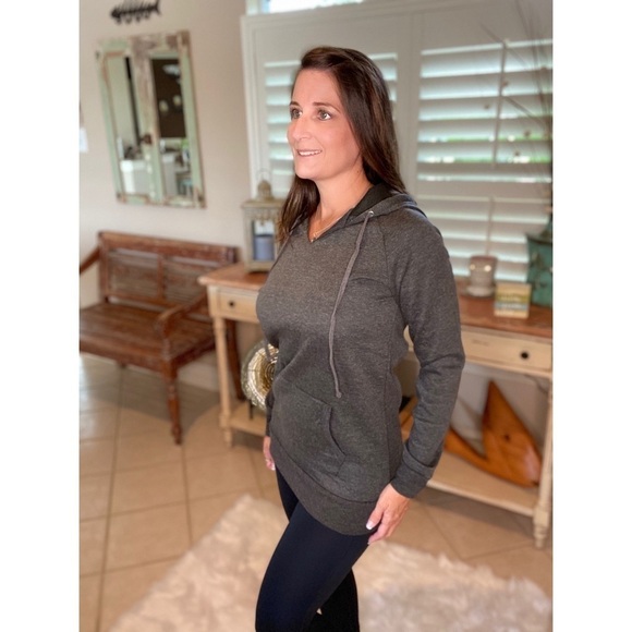 Drawstring Hoodie Kangaroo Pocket Gray 3520 - Picture 5 of 8